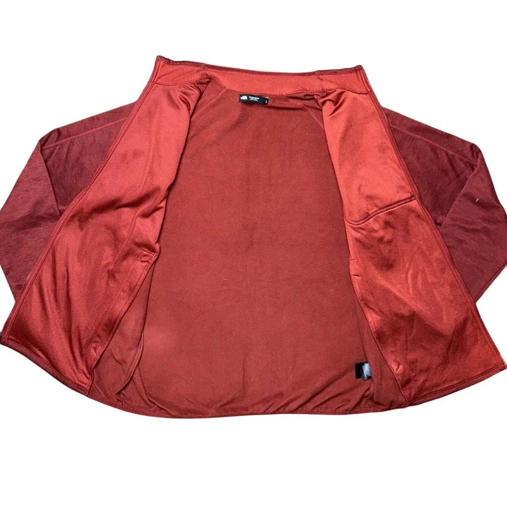 The North Face Mens Full Zip Grid‎ Fleece Jacket Burgundy Red NF0A3SO6 Large